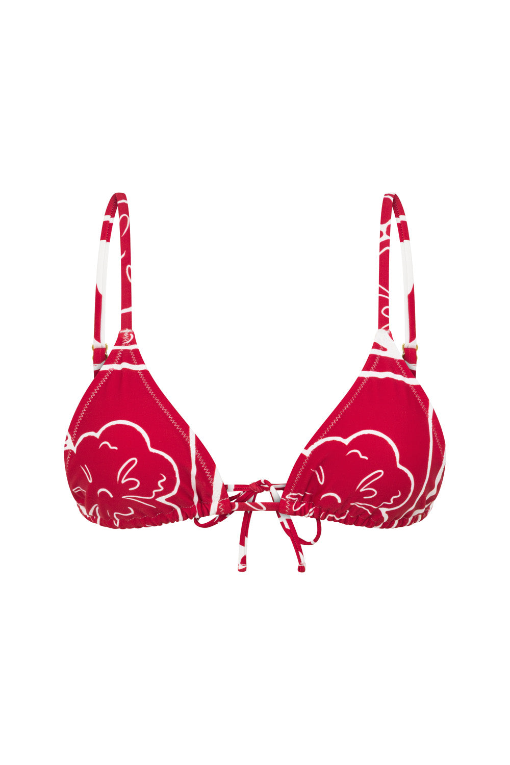 Red Voyage Print Strappy Nusa Tri Bikini Top