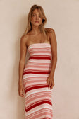 Prink Stripe Ribbed Strapless Maxi Anya Dress