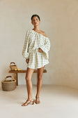 Green Checkered Long Sleeve Front Tie Tilli Top