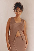 Bridget Split Knit Top - Chocolate Brown