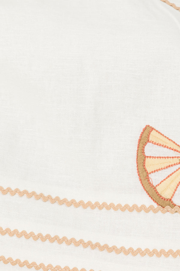 Paradise Halterneck Embroidered Cove Crop Top - Serenita, White, Beige, Pink