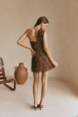 Chocolate Speck Polka Dot One Shoulder Mini Dimmi Dress