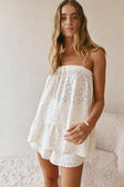 Beige Broderie Gathered Strappy Hazel Top