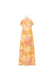 Alexa Backless Halterneck Maxi Dress - Orange, Yellow, White Breeze Floral Print, Tropical