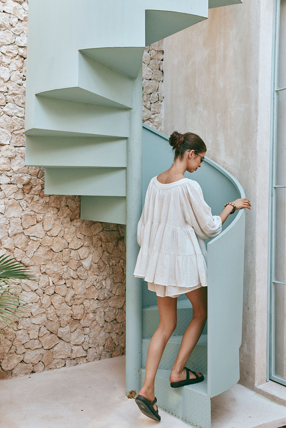 Novalie Flounce Button Top - White