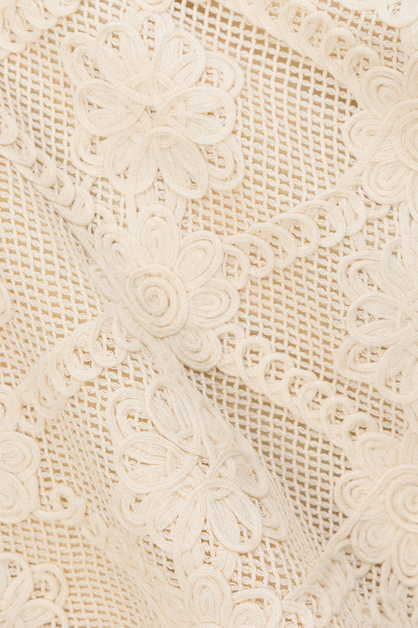 Beige Crochet Lace Rosiah T Shirt Top