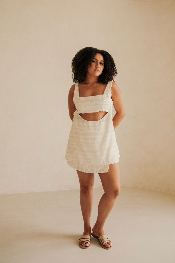 Cream Textured Wrap Mini Aurelie Skirt