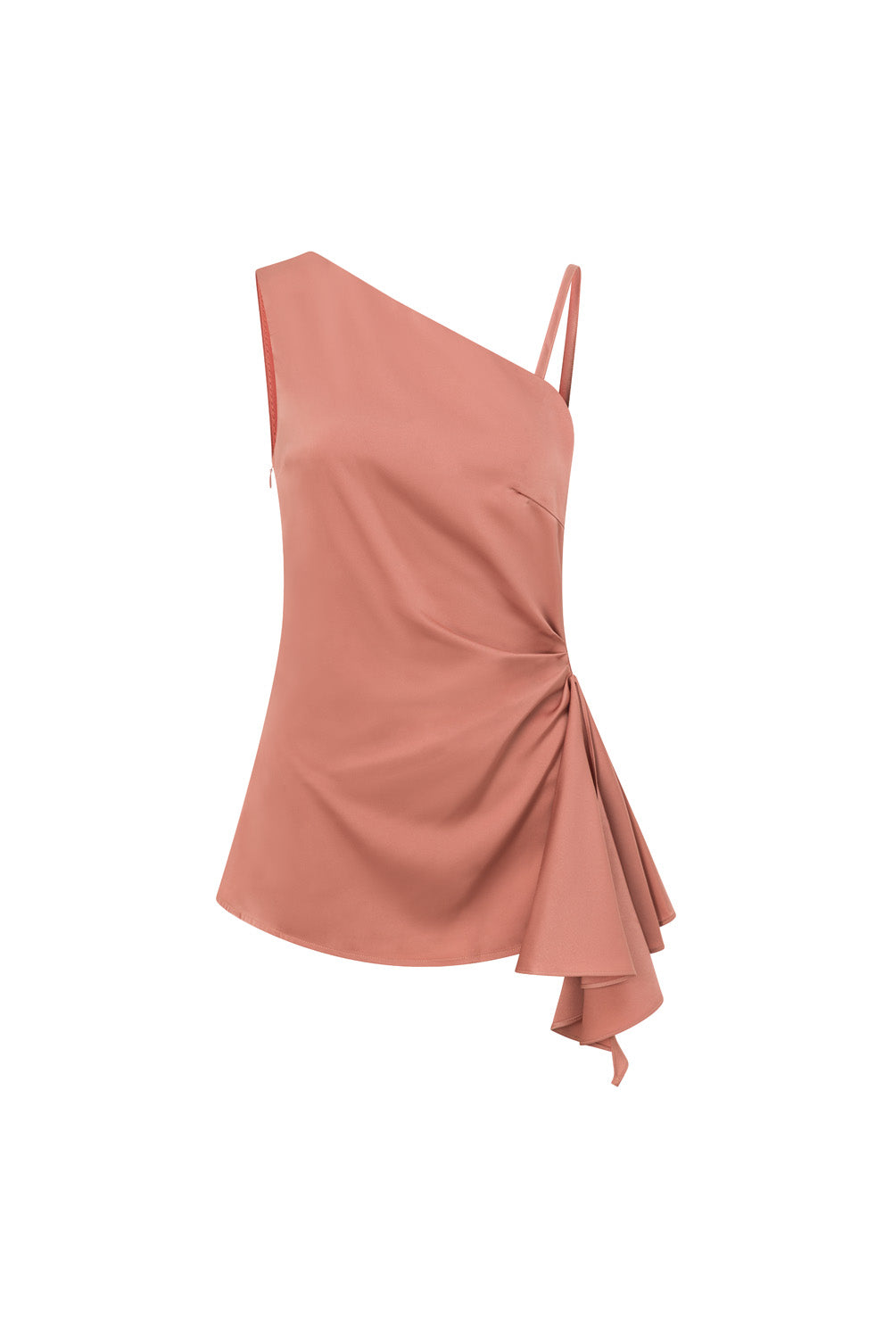 Coral Asymmetric Ruched Backless Hailey Top