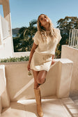 Cream Cotton Knit Shirt Mini Solara Dress