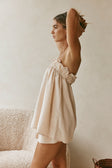 Beige Strapless Ruched Toni Top