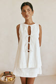 White Front Tie Overlay Mini Liliana Dress