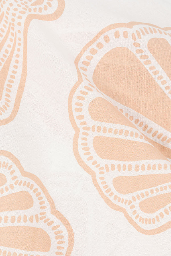 White Coastal Shell Button Up Collar Celestia Top