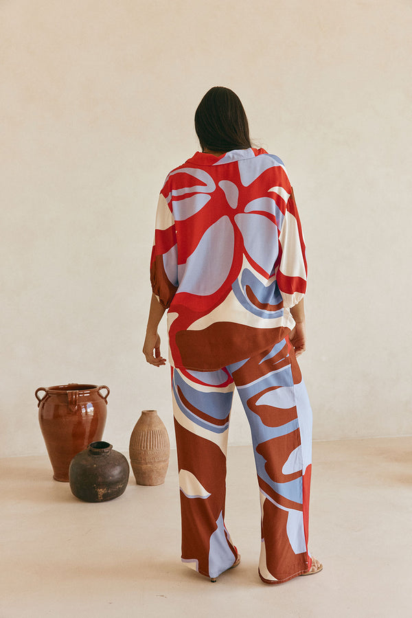 Valley Red Print Relaxed Dia Trouser Pants