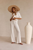 White Textured Elastic Drawstring Adora Plants