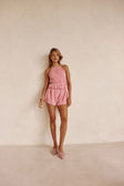 Pink Ruched Halter Backless Adira Playsuit