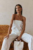 White Cheesecloth Strapless Flouncy Carissa Top