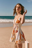 Orange Estivo Dusk Print Lace Up Mini Camille Dress