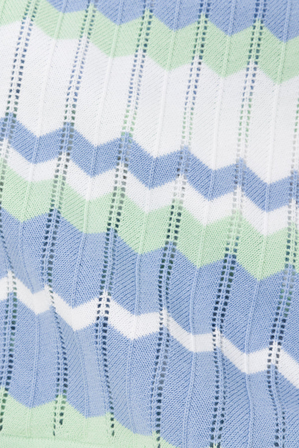 White Blue and Green Stripe Knit Halter Karina Top