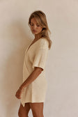 Cream Knit Wrap Mini Kyoto Dress