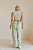 Sierra V Neckline Cutout Crop Top - Green