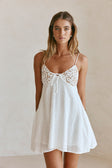 Bridal White Lace Strappy Babydoll Mini Bambi Dress