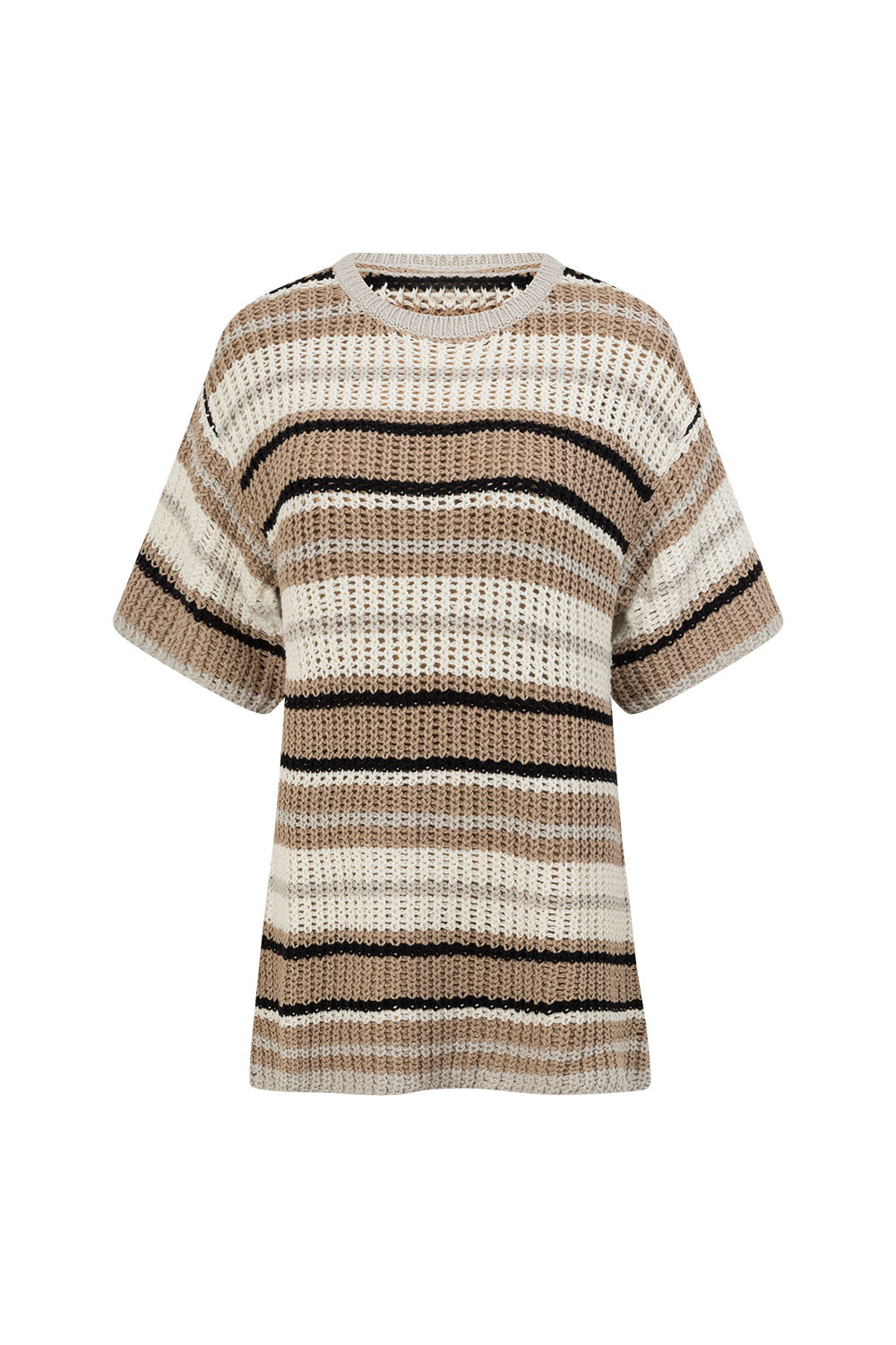 Tan and White Stripe Knit Java Top