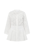 Naima Long Sleeve Button Up Embroidered Mini Corset Dress - White