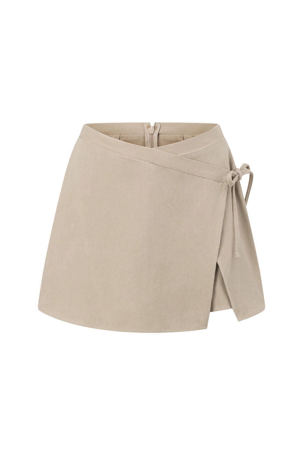Grey Linen Blend High Waist Wrap Mini Rocio Skort