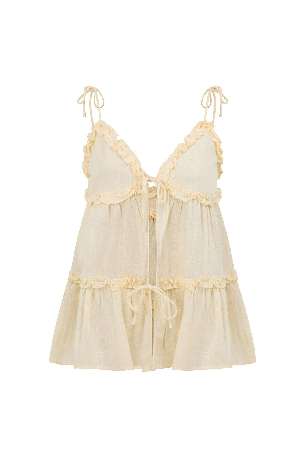 Cream Ruffle Strappy Tie Cantrell Top