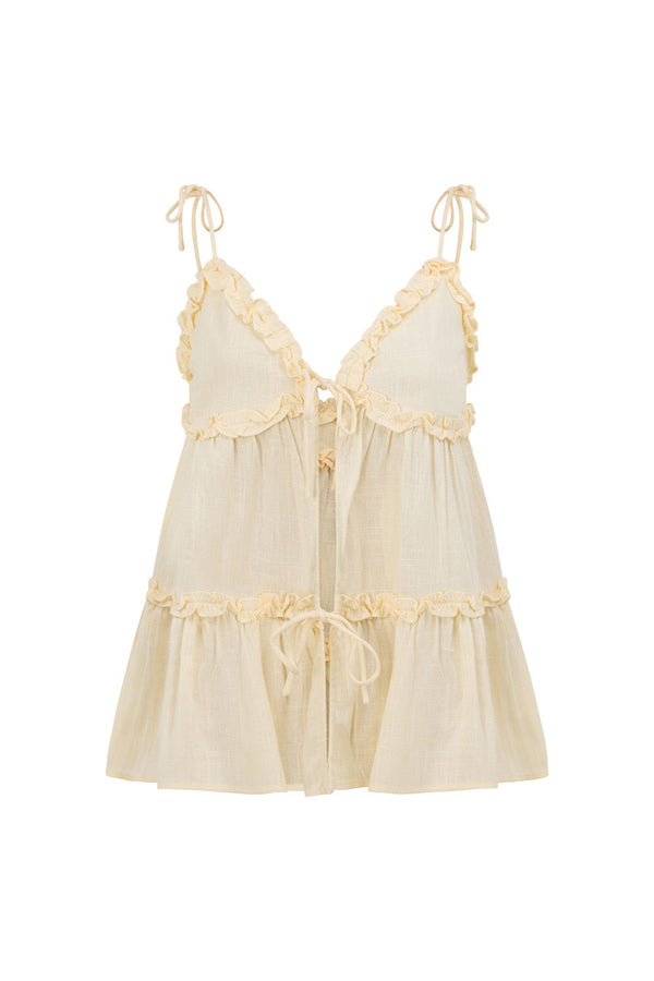 Cream Ruffle Strappy Tie Cantrell Top