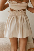 Beige High Waist Ruched Mini Toni Skirt