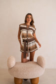 Brown and Cream Stripe Knit Button Up Ember Playsuit