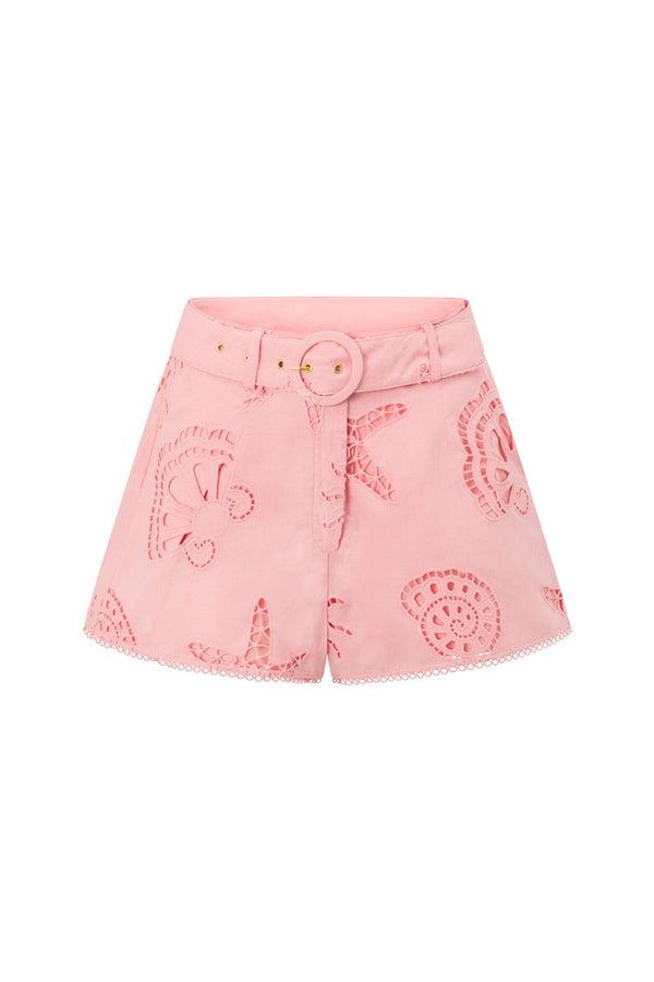 Corallo Rosa Embroidered High Waist Carilo Shorts