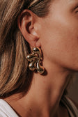 Gold Toned Stainless Steel Rounded Solare Earrings