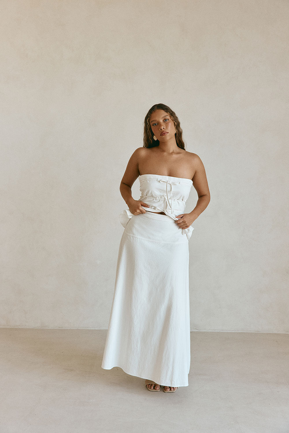 White High Waist A Line Maxi Esperanza Skirt