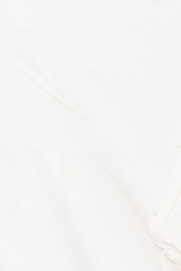 White Puff Sleeve V Neck Button Detail Lyon Top