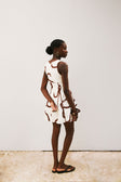 Cream Marbled Mocha Floral V Neck Mini Alfresco Dress