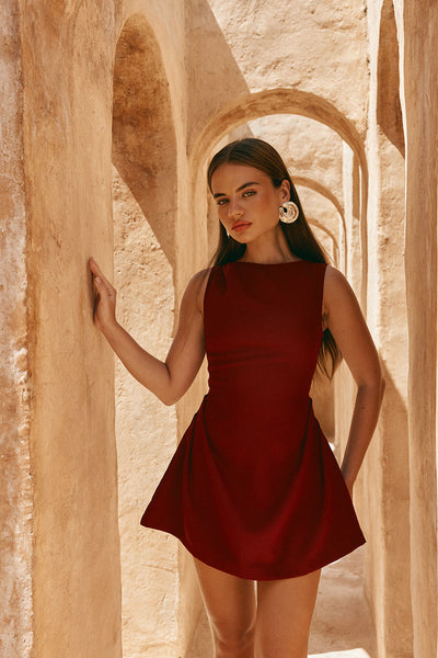 Camellia Dress - Burgundy