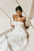Bridal White Embroidered Strapless Maxi Zina Dress