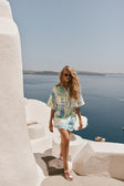 Diaz Mini Wrap Skirt - Theotokos Ocean Blue White Green