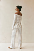 Cierra Off Shoulder Long Sleeve Top - White Knit
