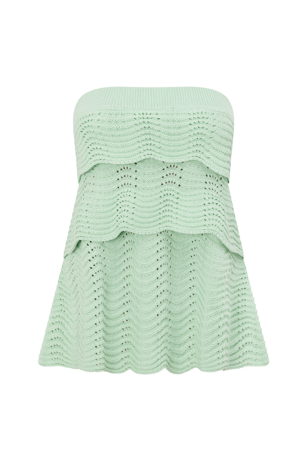 Mint Green Crochet Knit Strapless Panel Kama Top