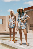 Blue Short Sleeve Button Up Collar Indra Top