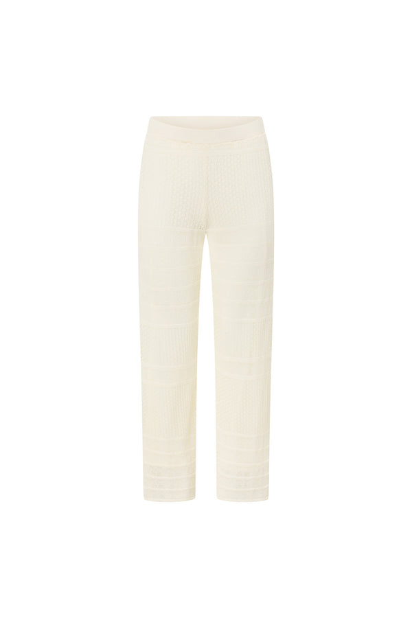 Cream Crochet Elastic High Waist Nixie Pants