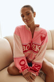 Pink Terry Oversized Vintage 1/4 Zipper Lovina Sweater