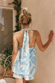 Blue Oceana Curve Print V Neck Genesis Playsuit