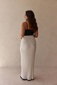 White Ribbed Knit Strappy Maxi Adley Dress