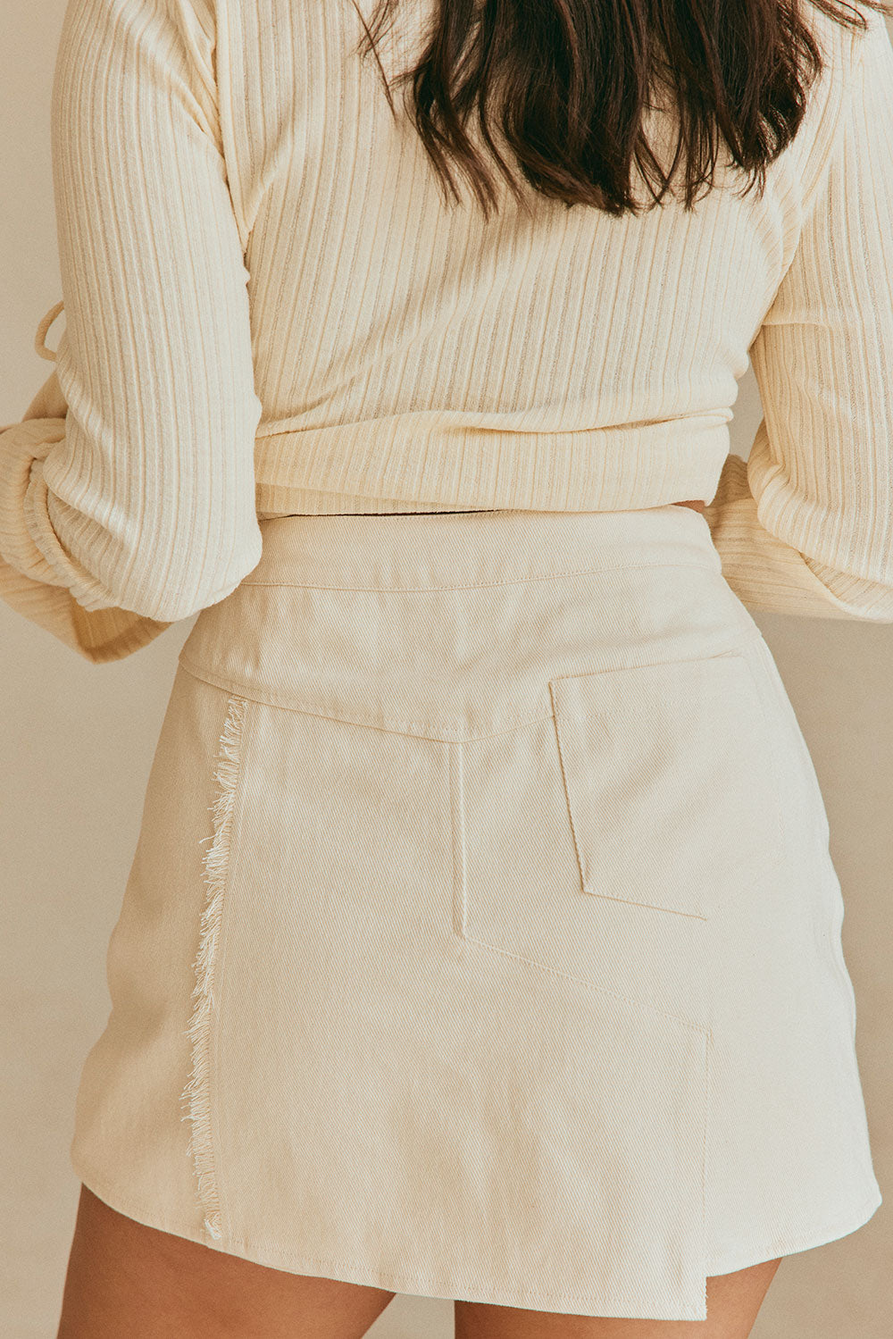 Cream Cotton Denim Mini Anais Skort