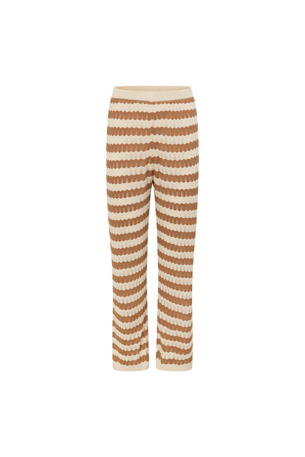 Brown and Cream Wavy Knit Eros Pants