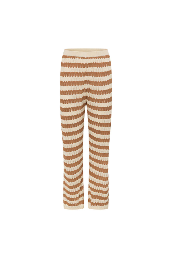 Brown and Cream Wavy Knit Eros Pants